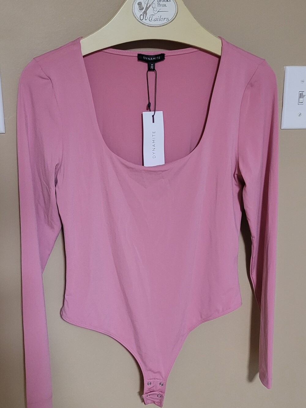 Dynamite Rose Pink Long-Sleeve Scoop Neck Bodysuit